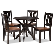 Baxton Studio Mare Modern and Contemporary Transitional Two-Tone Dark Brown and Walnut Brown Finished Wood 5-Piece Dining Set